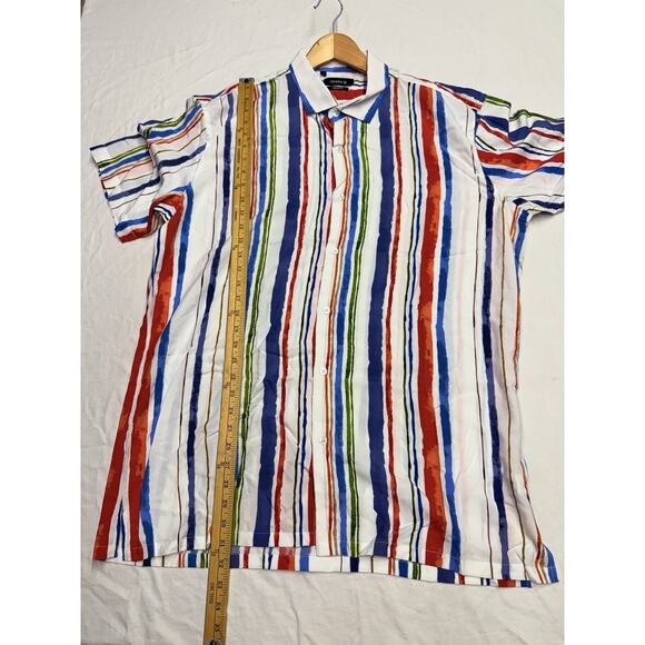 Johnny Q Modern Fit Button Down Shirt Striped Multicolor Mens Size XXL - Picture 7 of 7